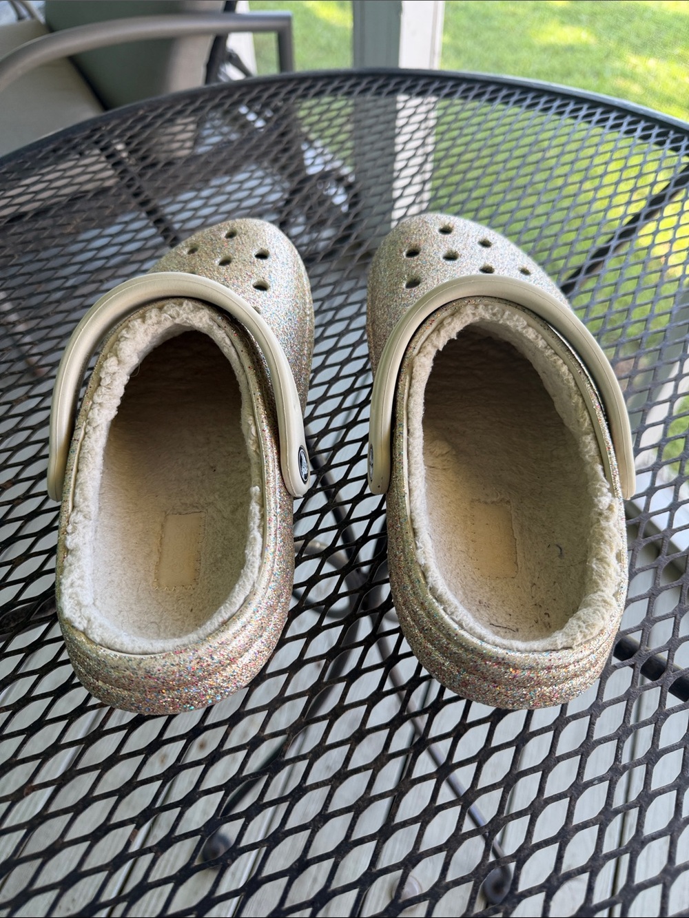 Women’s CROCS Glitter Lined Clog - Multicolor Sparkle with Cream Trim - Picture 2 of 8